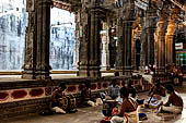 The great Chola temples of Tamil Nadu - The Nataraja temple of Chidambaram. Brahmins doing the puja. 